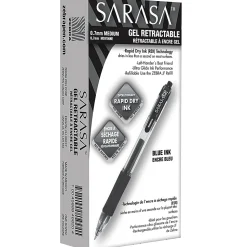 Zebra® Pen SARASA® Retractable Gel Pens, Pack Of 12, Medium Point, 0.7 mm, Clear Barrel, Blue Ink