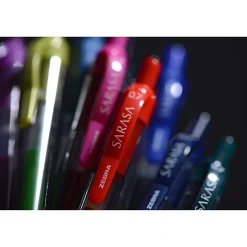 Zebra® Pen SARASA® X20 Retractable Gel Pens, Pack Of 12, Fine Point, 0.5 mm, Translucent Barrel, Black Ink