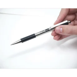 Zebra® Pen Stainless Steel Ballpoint Pens, Fine Point, 0.7mm, Stainless Steel, Black, Pack of 12