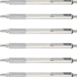 Zebra Pen STEEL 7 Series F-701 Retractable Ballpoint Pen - 0.7 mm Pen Point Size - Refillable - Retractable - Black - Stainless Steel Barrel - 6 / Box