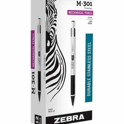 Zebra® Pen STEEL 3 Series M-301 Mechanical Pencils, Pack Of 12, Fine Point, 0.5 mm, Black Barrel