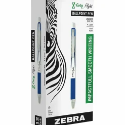 Zebra® Pen Z-Grip® Flight Retractable Pens, Pack Of 12, Bold Point, 1.2 mm, Blue Barrel, Blue Ink