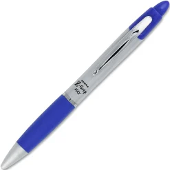Zebra® Pen Z-Grip® Max Retractable Ballpoint Pens, Pack Of 12, Medium Point, 1.0 mm, Gray/Blue Barrel, Blue Ink