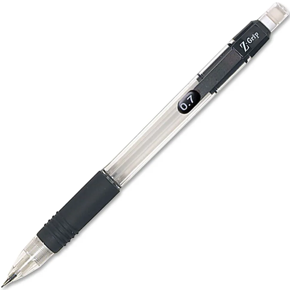 Zebra® Pen Z-Grip® Mechanical Pencils, Pack Of 12, Medium Point, 0.7 mm, Clear/Black Barrel