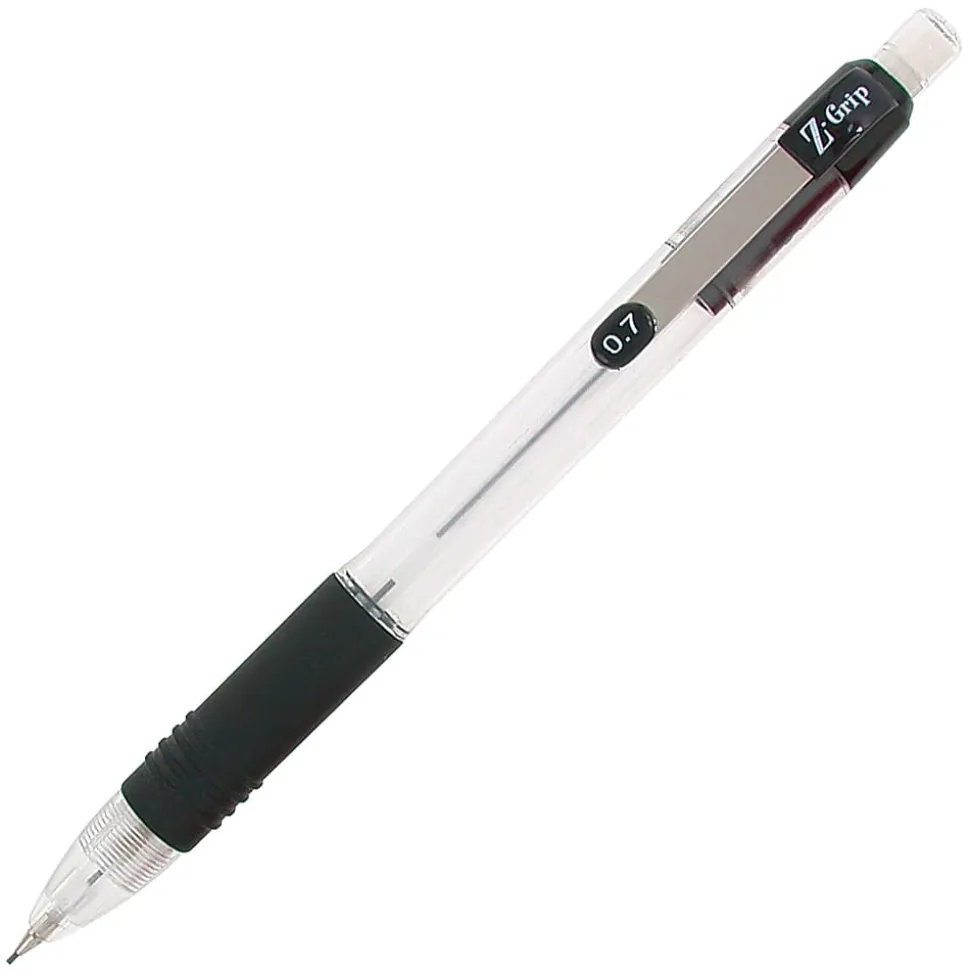 Zebra® Pen Z-Grip® Mechanical Pencils, Pack Of 24, Medium Point, 0.7 mm, Clear Barrel
