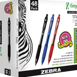 Zebra Pen Z-Grip Retractable Ballpoint Pens - Medium Pen Point - 1 mm Pen Point Size - Retractable - Assorted - Clear Plastic Barrel - 48 / Pack
