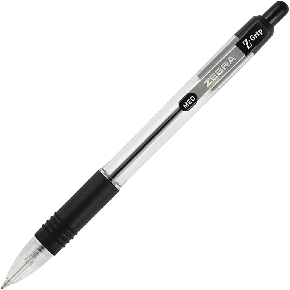 Zebra Pen Z-Grip Retractable Ballpoint Pens - Medium Pen Point - 1 mm Pen Point Size - Retractable - Assorted - Clear Plastic Barrel - 48 / Pack