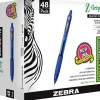 Zebra® Pen Z-Grip® Retractable Ballpoint Pens, Pack Of 48, Medium Point, 1.0 mm, Blue Barrel, Blue Ink
