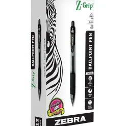 Zebra Pen Z-Grip Retractable Ballpoint Pens - 0.7 mm Pen Point Size - Retractable - Black - 1 Dozen