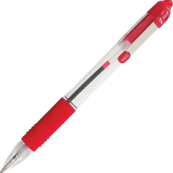 Zebra® Pen Z-Grip® Retractable Ballpoint Pens, Pack Of 12, Medium Point, 1.0 mm, Clear Barrel, Red Ink