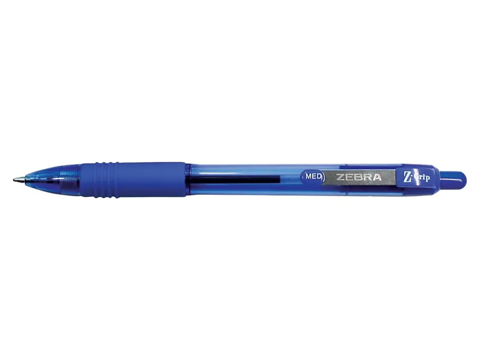 Zebra® Pen Z-Grip® Retractable Ballpoint Pens, Pack Of 12, Medium Point, 1.0 mm, Tinted Barrel, Blue Ink