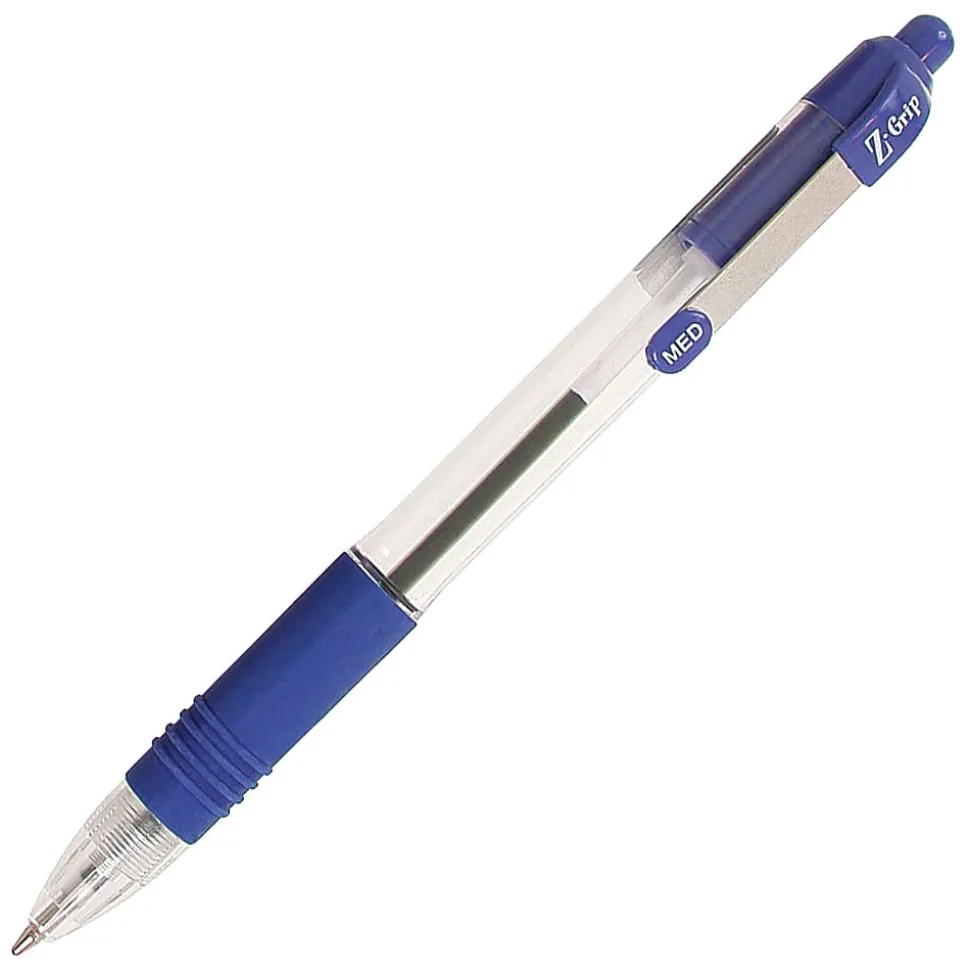 Zebra® Pen Z-Grip® Retractable Ballpoint Pens, Pack Of 12, Medium Point, 1.0 mm, Tinted Barrel, Blue Ink