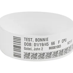 ZebraĀ® Polypropylene Wristband, 1" x 11", White, 300 Per Roll, Case Of 6 Rolls