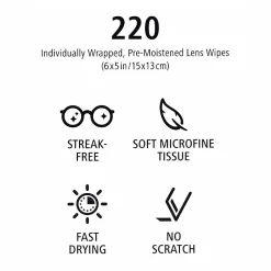 Zeiss Lens Wipes, 2", White, Pack Of 220 Wipes