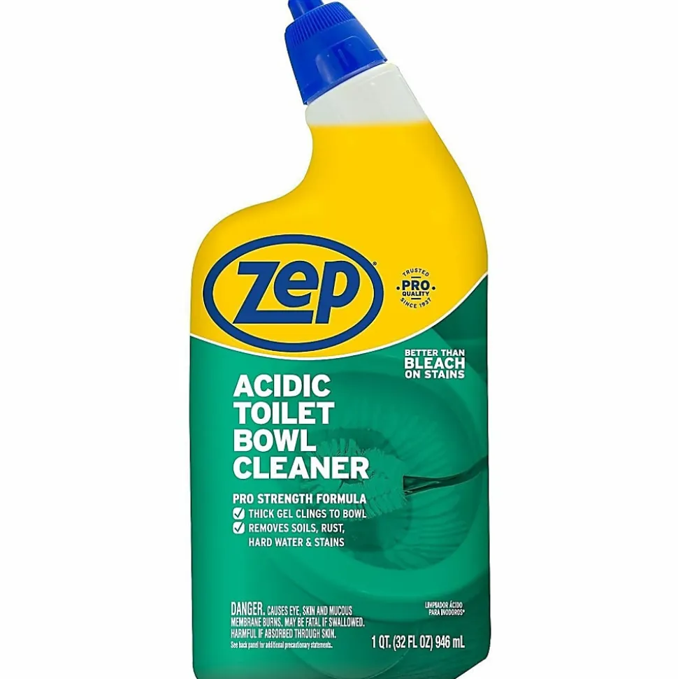 Zep Acidic Toilet Bowl Cleaner - 32 fl oz (1 quart) - Wintergreen Scent - White - 12 / Carton