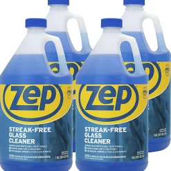 Zep® Streak-Free Liquid Glass Cleaner, 128 Oz Bottle, Blue, Box Of 4