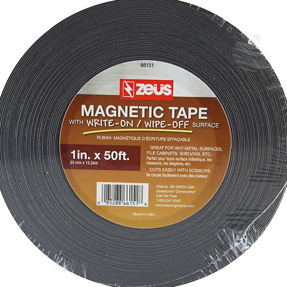 Zeus Magnetic Labeling Tape, 1" x 50', White