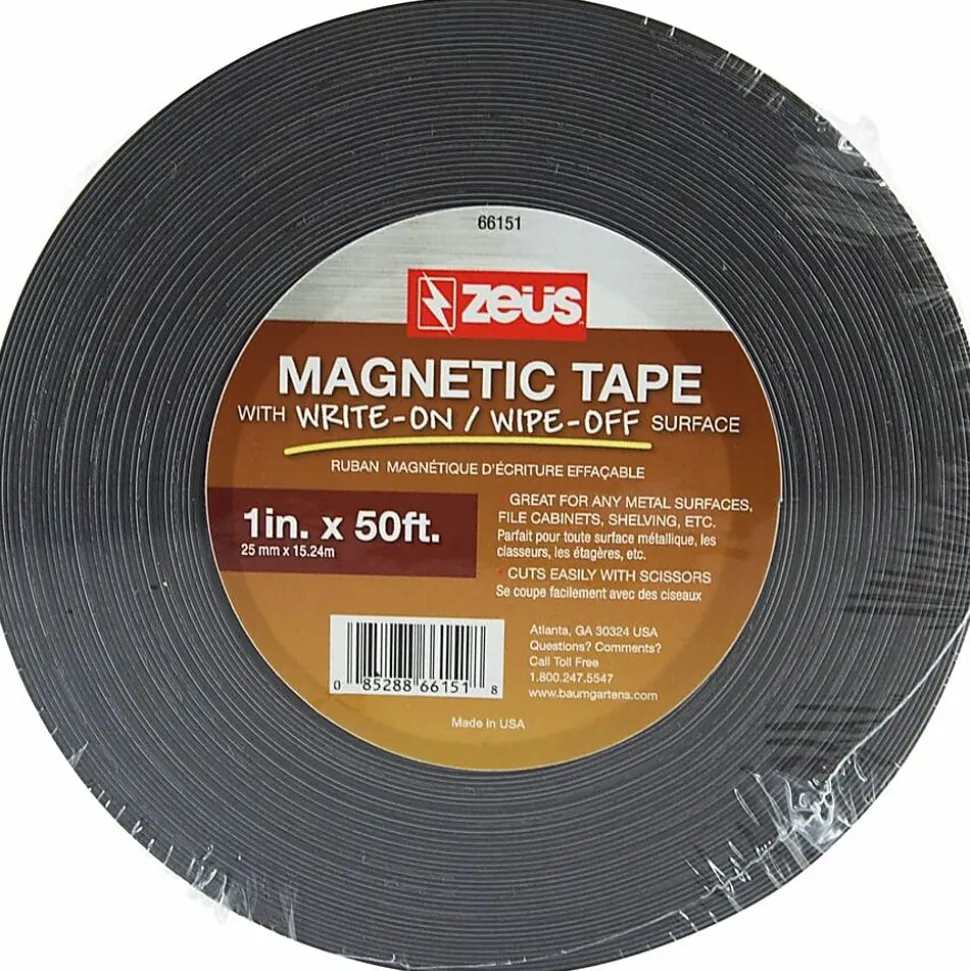 Zeus Magnetic Labeling Tape, 1" x 50', White