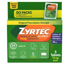 Zyrtec Allergy Tablets, 10mg, Pack Of 5 Tablets